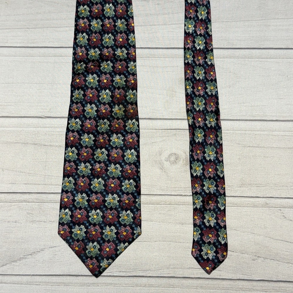 Vitaliano Pancaldi Tie Black Blue Red Pink Geometric 100% Silk Italy 4" Necktie